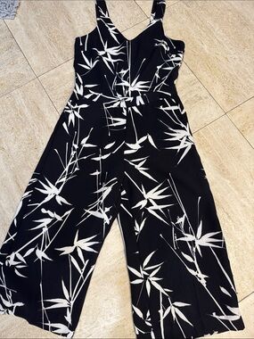 Banana Republic Black & White Botanical Print Jumpsuit